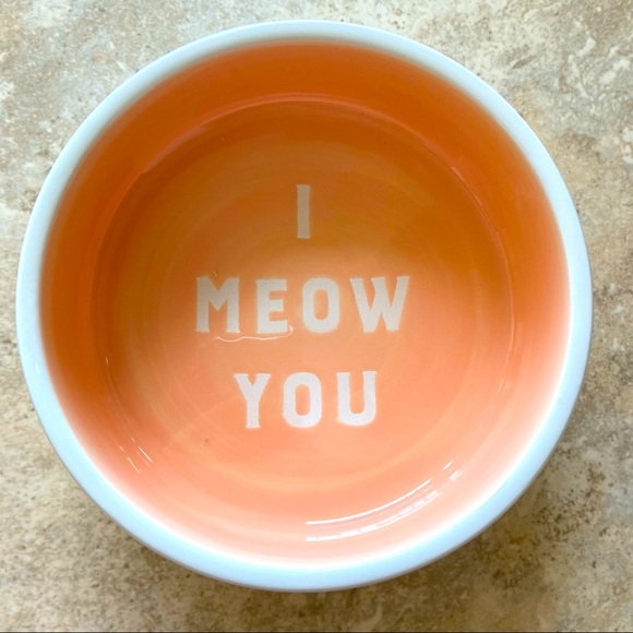 Other - I Meow You Cat Food Water Bowl in Peach Orange